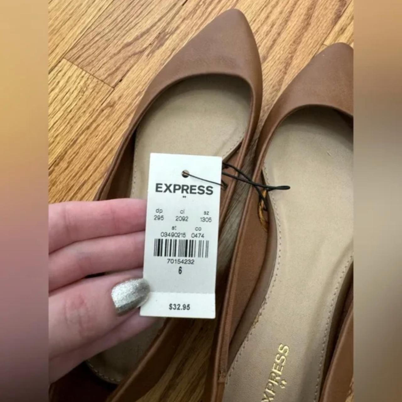 Women’s brown pointed toe flats from Express, never... Depop