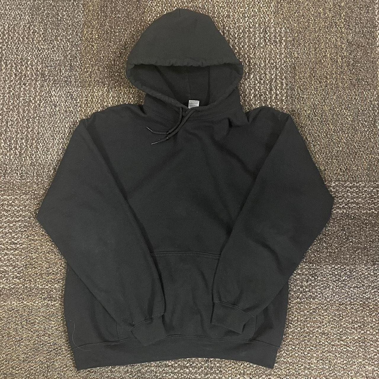 Medium blank black Gildan hoodie - Depop