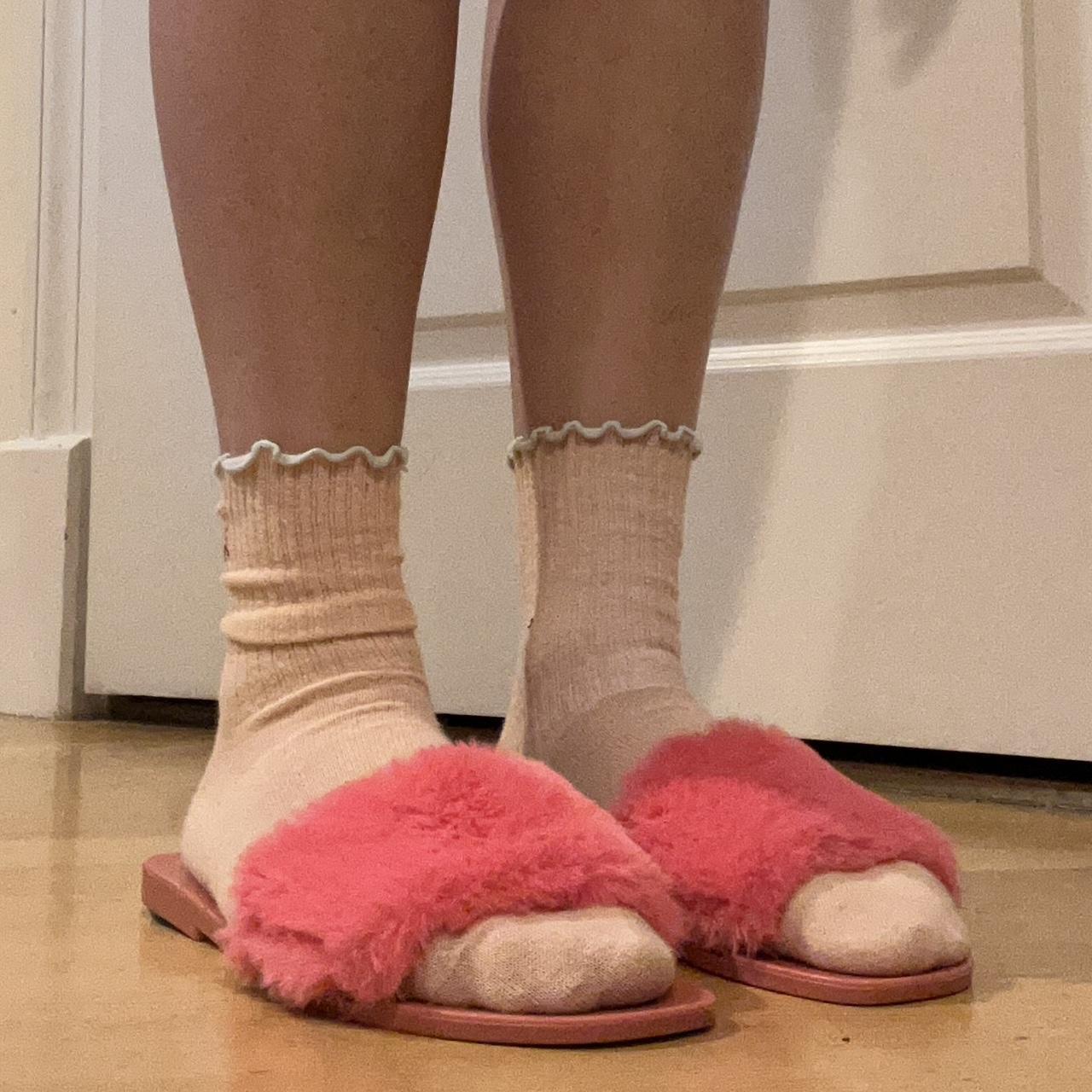 pink fluffy slides