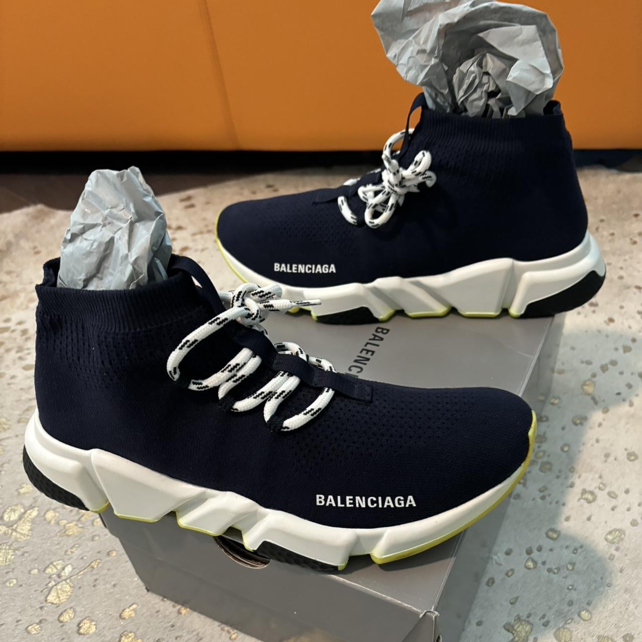 BALENCIAGA Speed Lace Up Knit Sock Marine Blue