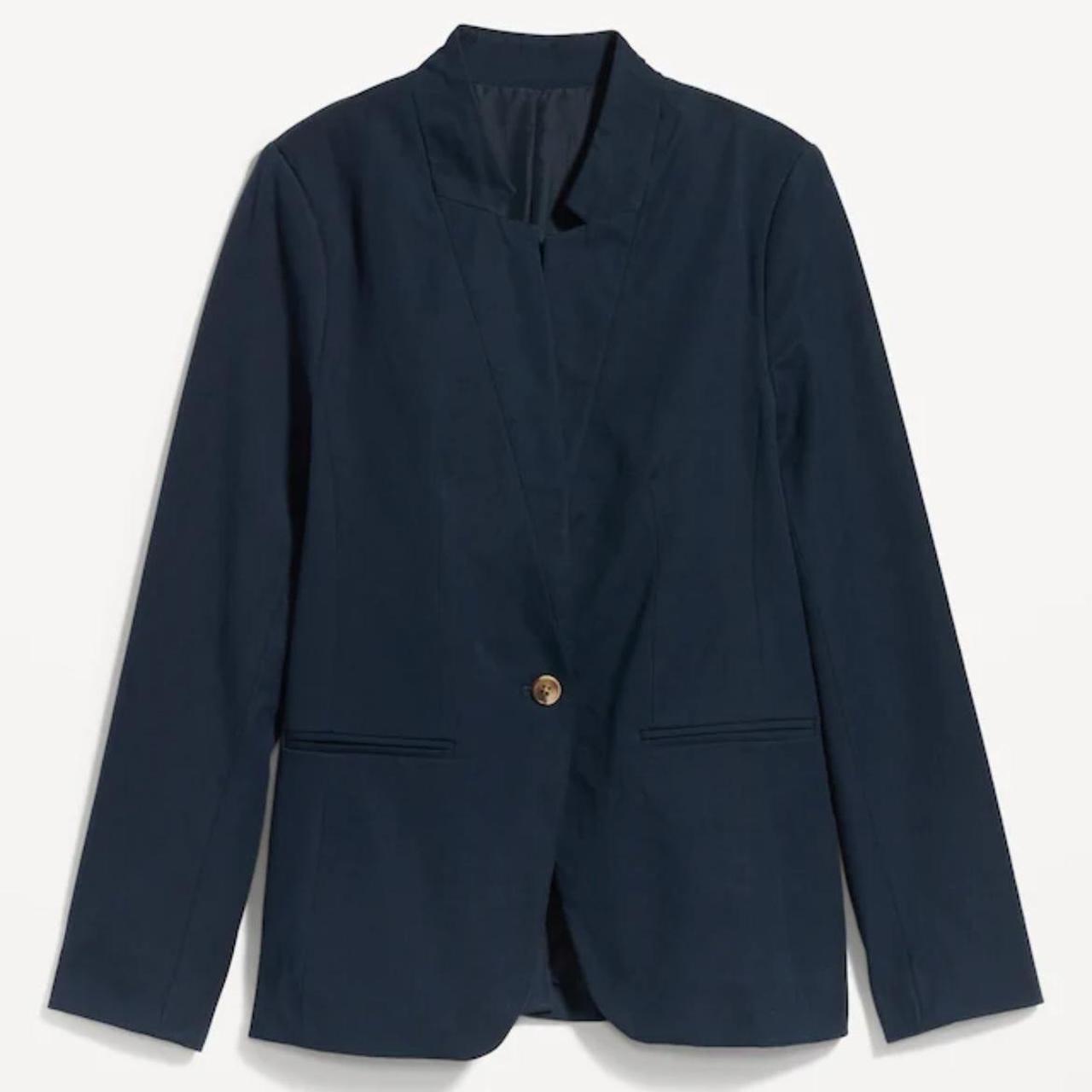 Petite Navy Notched-Collar Pixie Blazer Depop - Main Image