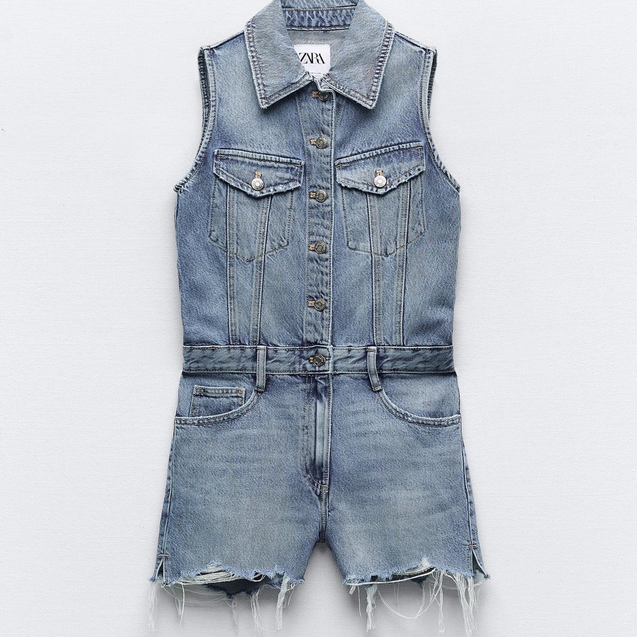 Denim playsuit Zara RRP 49,99 - Depop