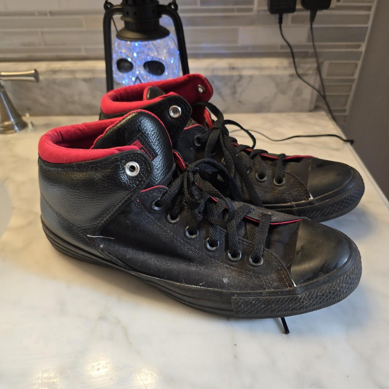 Black and Red Converse All Stars Size 9 Mens A bit. Depop