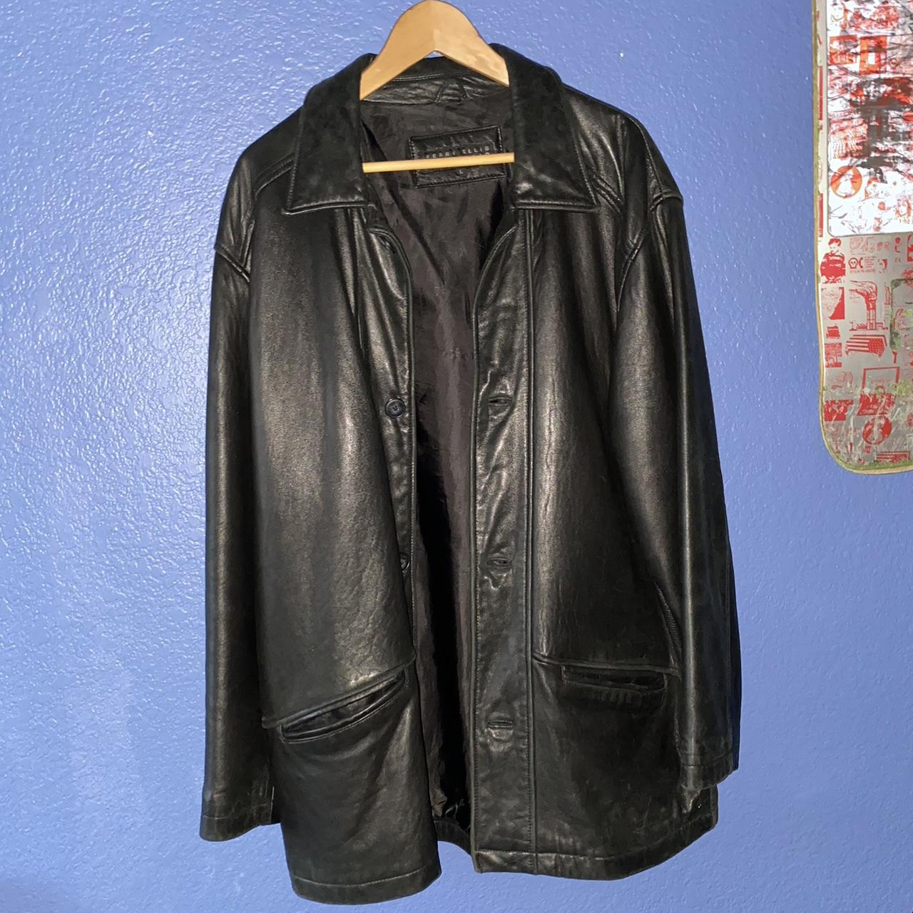 Perry ellis genuine leather jacket best sale