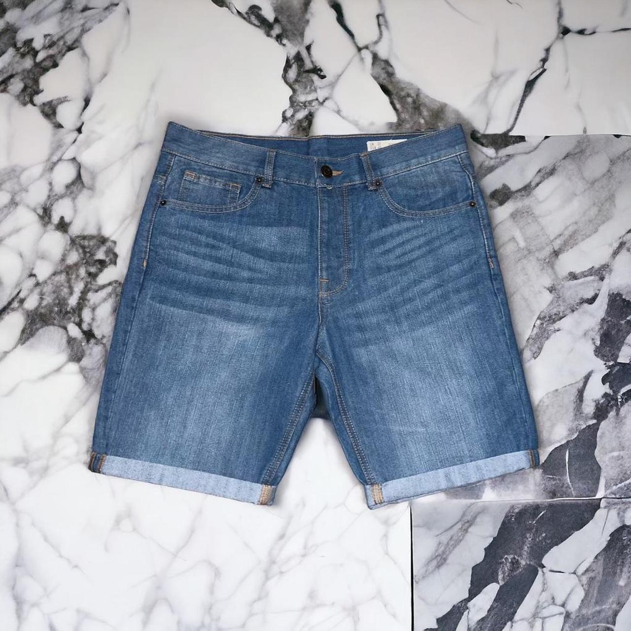 Mens regular fit mid wash denim shorts from Primark.... - Depop