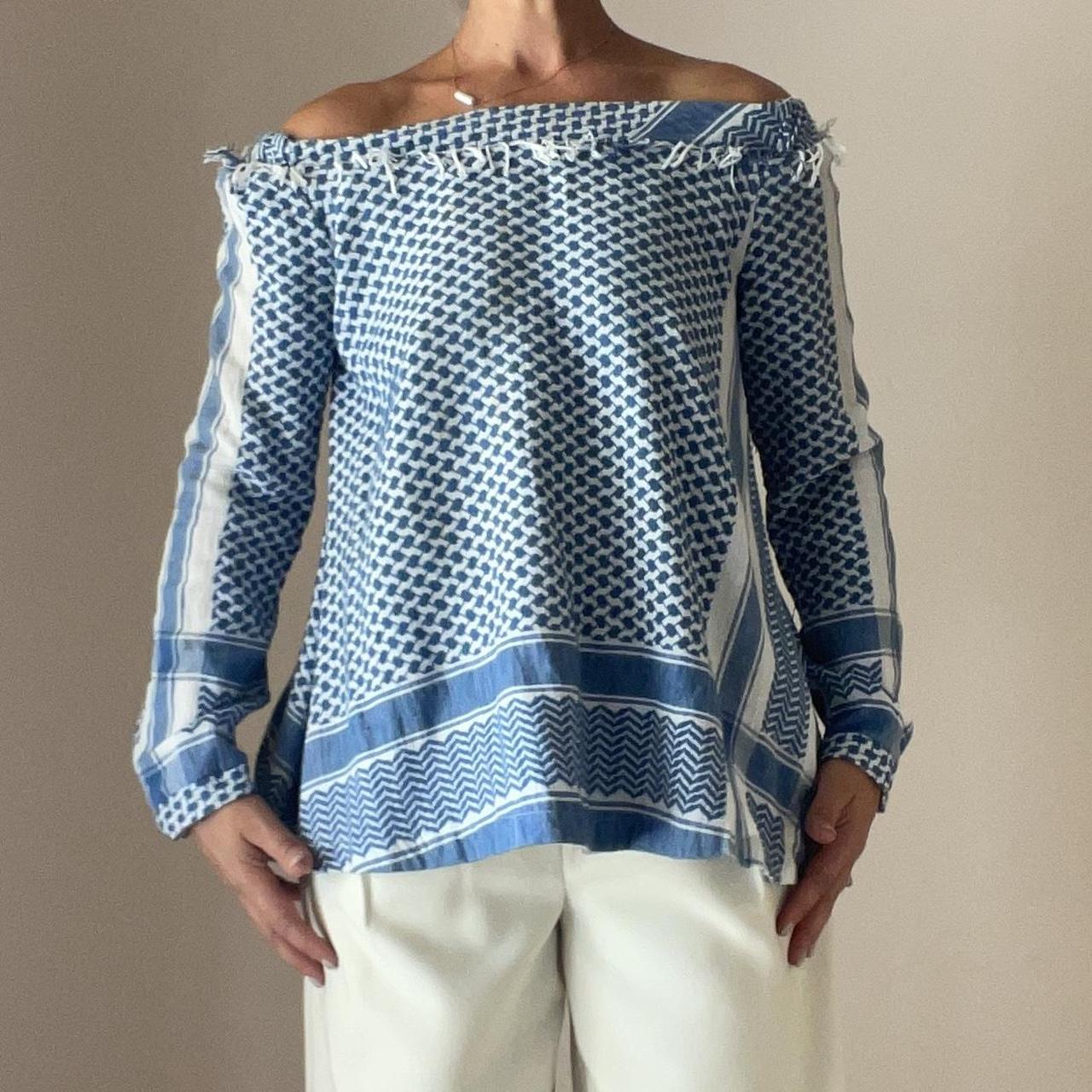 Cecilie Copenhagen high quality Blue & Black Off Shoulder Top