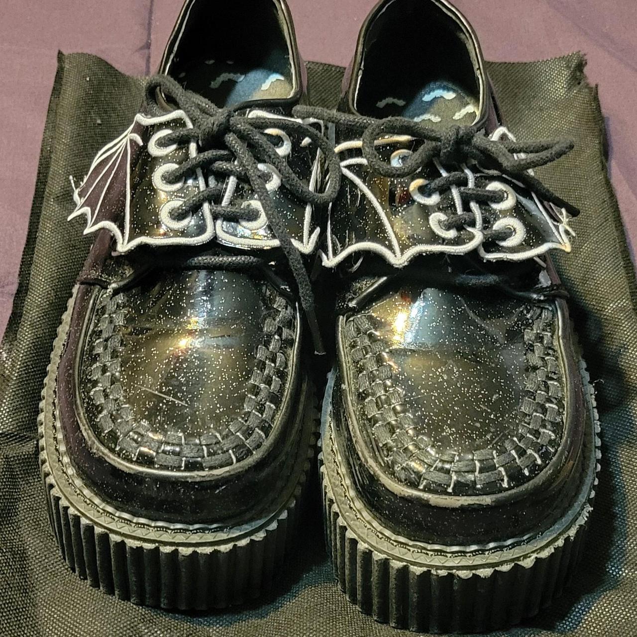 Demonia Bat Creepers, Black Glitter, platform, man... Depop