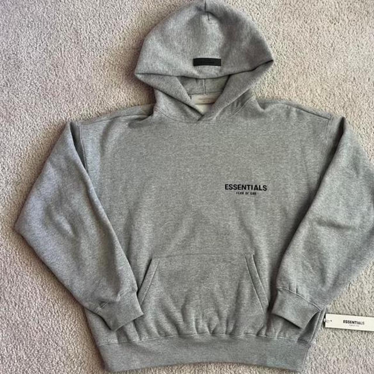 Grey essentials hoodie worn once - Depop