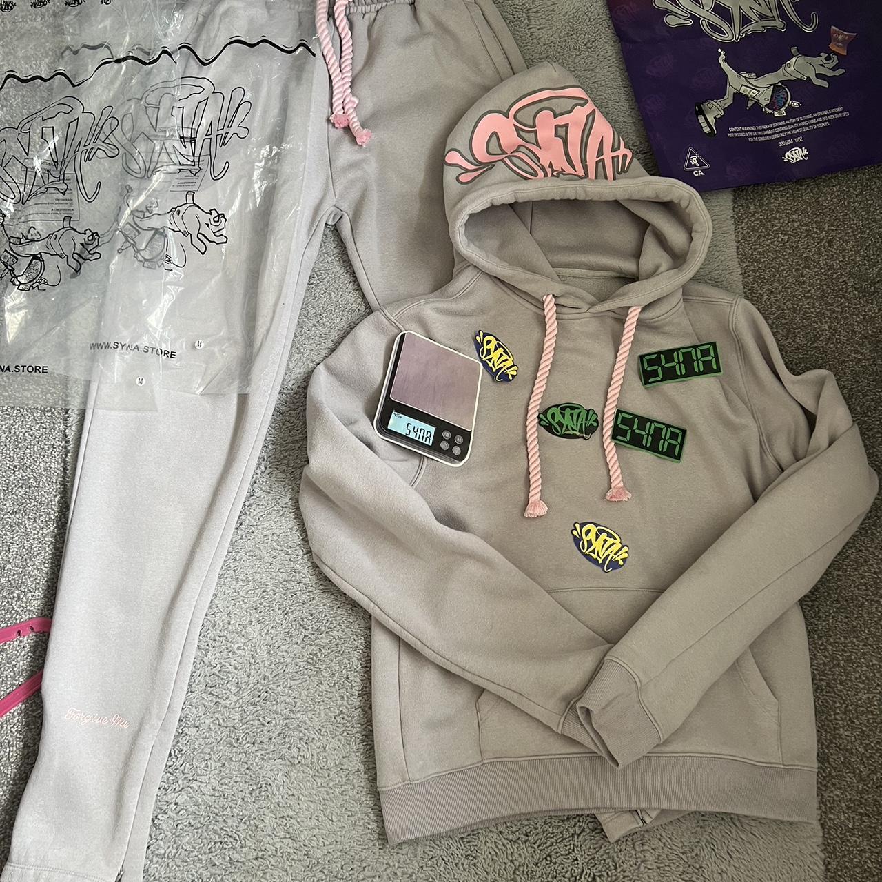 Pink and grey syna world tracksuit Size medium - Depop