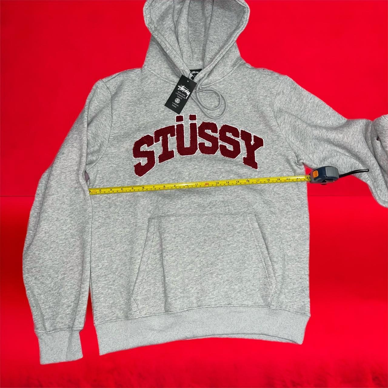 Stussy chenille best sale arch hoodie grey