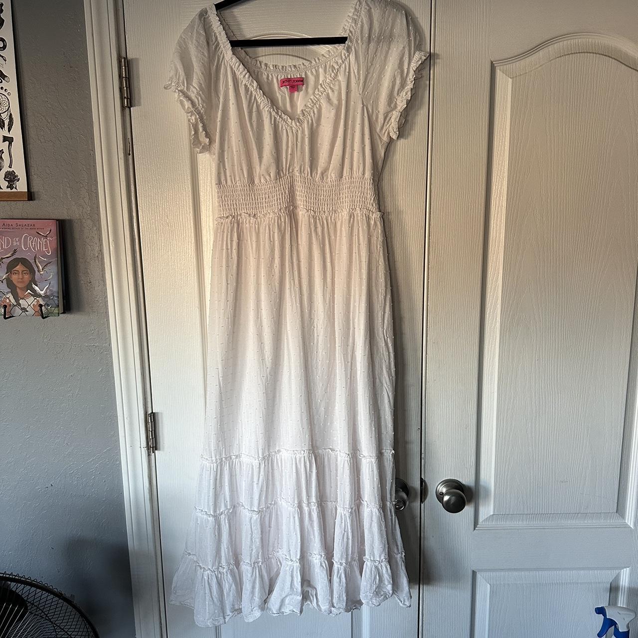 Betsey Johnson White frolick cotton dress size... - Depop