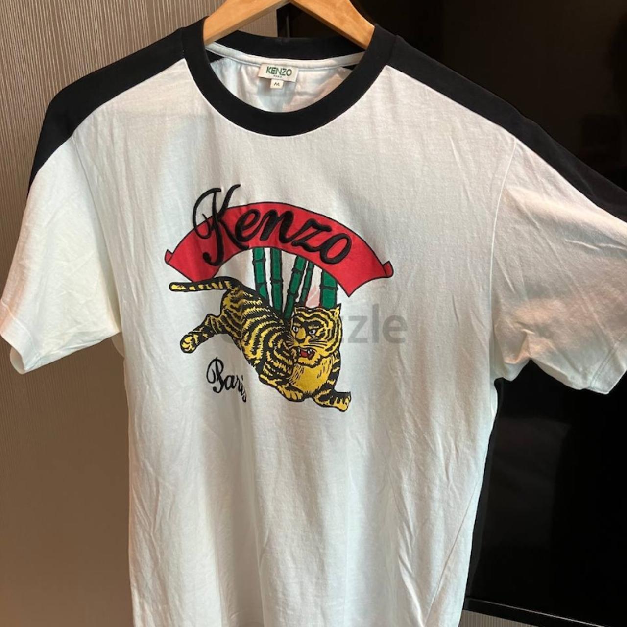 美品 KENZO jumping tiger 刺繍 ボタンダウンシャツ XS Kenzo Jumping Tiger white cotton shirt - White|F955CH4021LD01