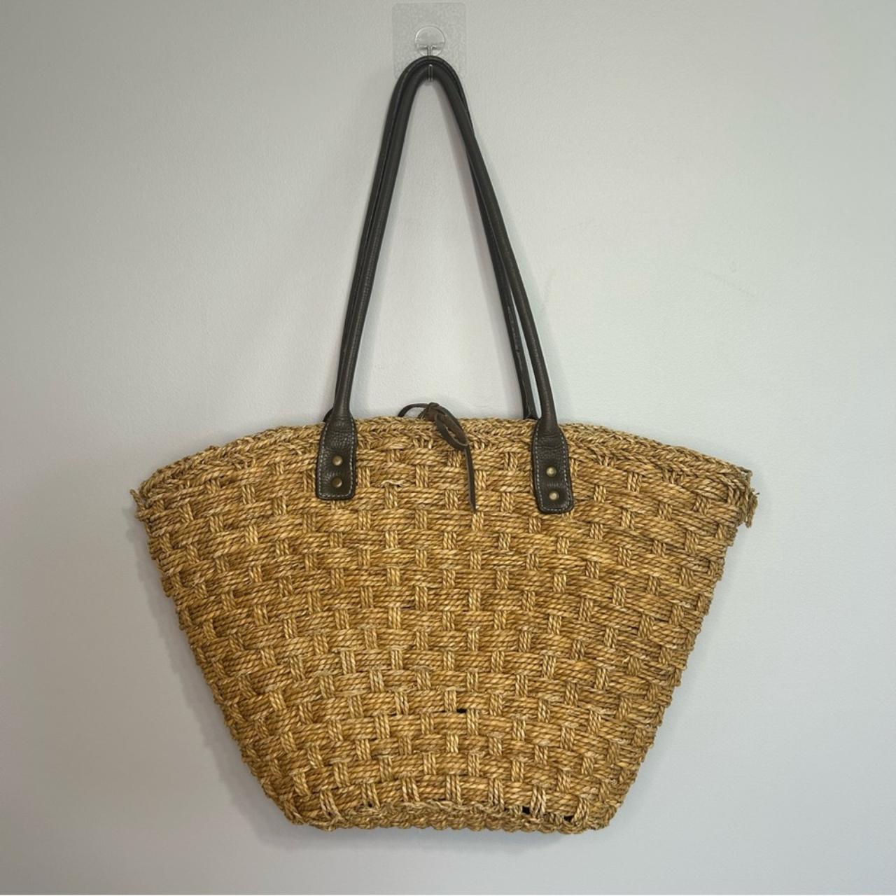 Crew Woven Sea Grass Tote Purse Tan Beige Depop