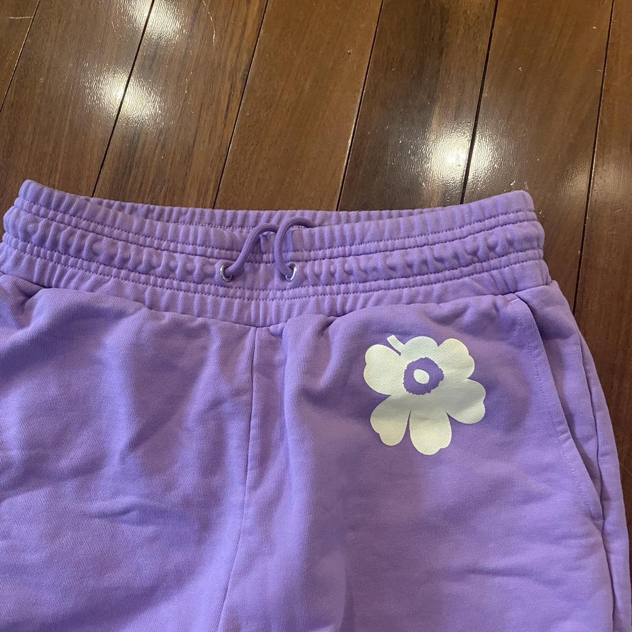 Marimekko Kioski Tirsat Unikko sweatpants online purple flower EUC Size Small 27