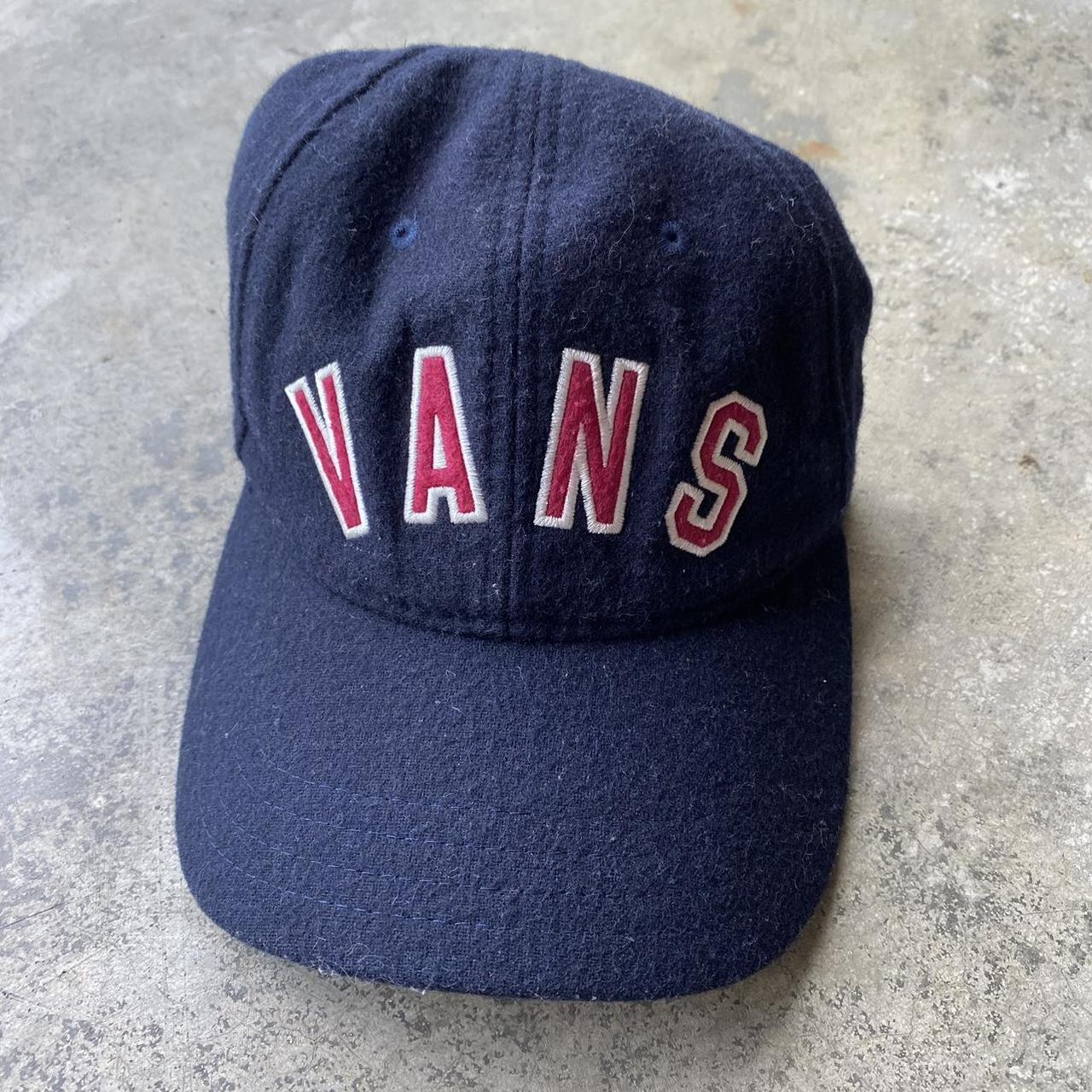VANS Blue Hat Wool Cap Leather Strapback Red