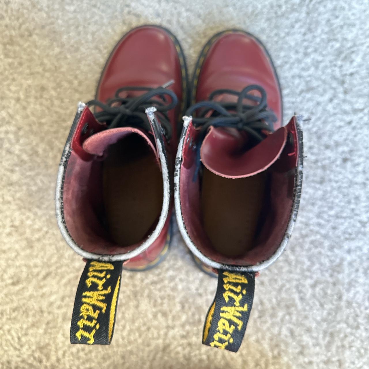 Broken in doc martens with wear. Ox blood red... - Depop