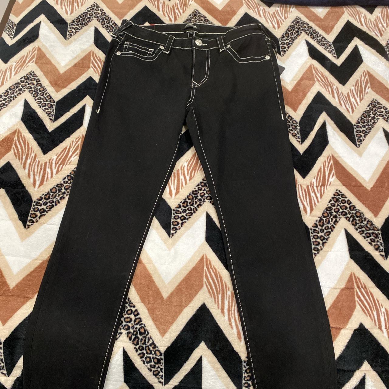 black truey jeans women with white outlining Depop