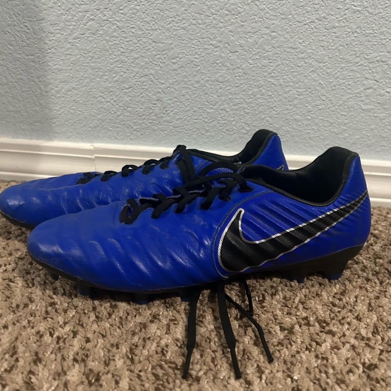 Blue and Black Nike Tempo Soccer Cleats - Depop