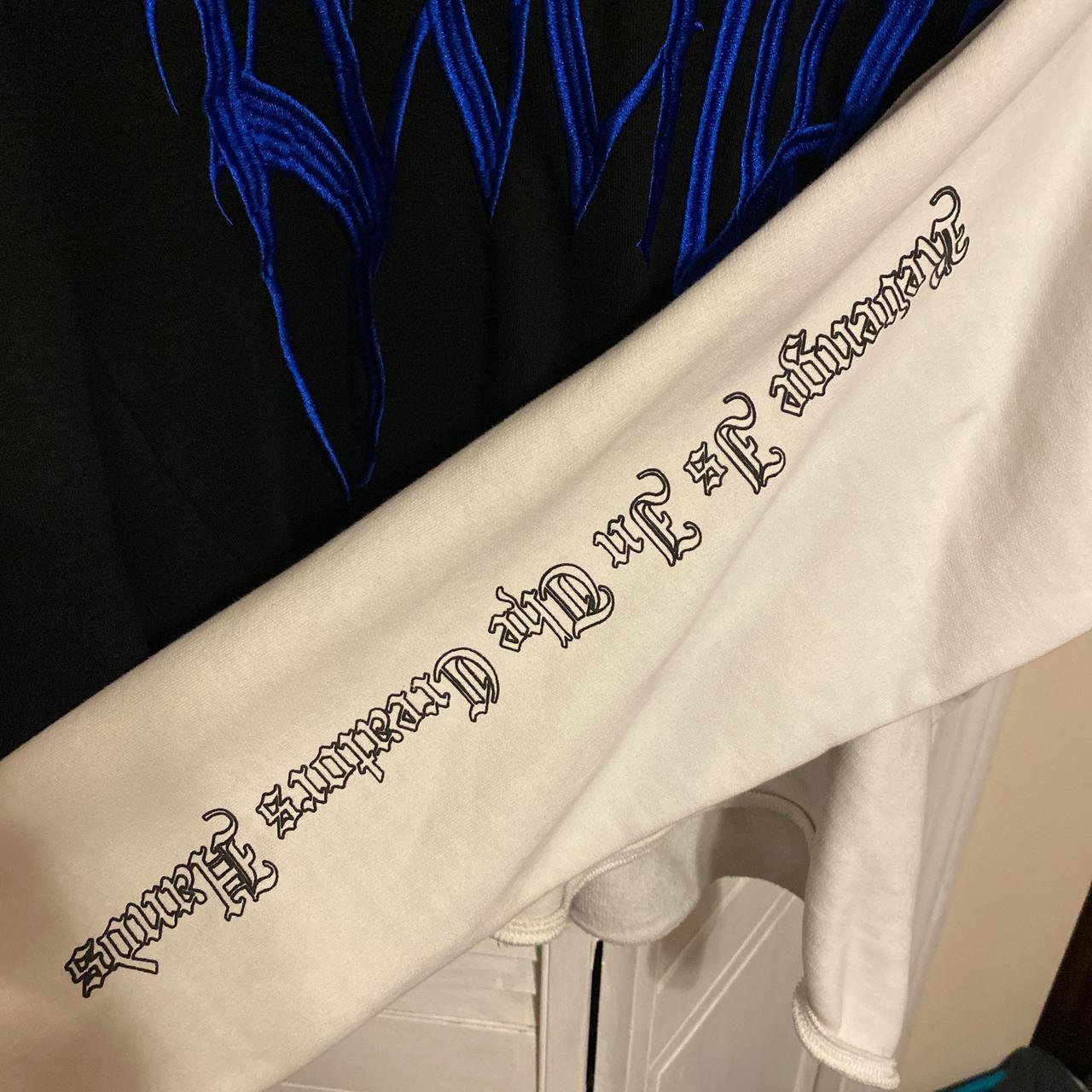Revenge Split Fissure Hoodie Blue Black Depop