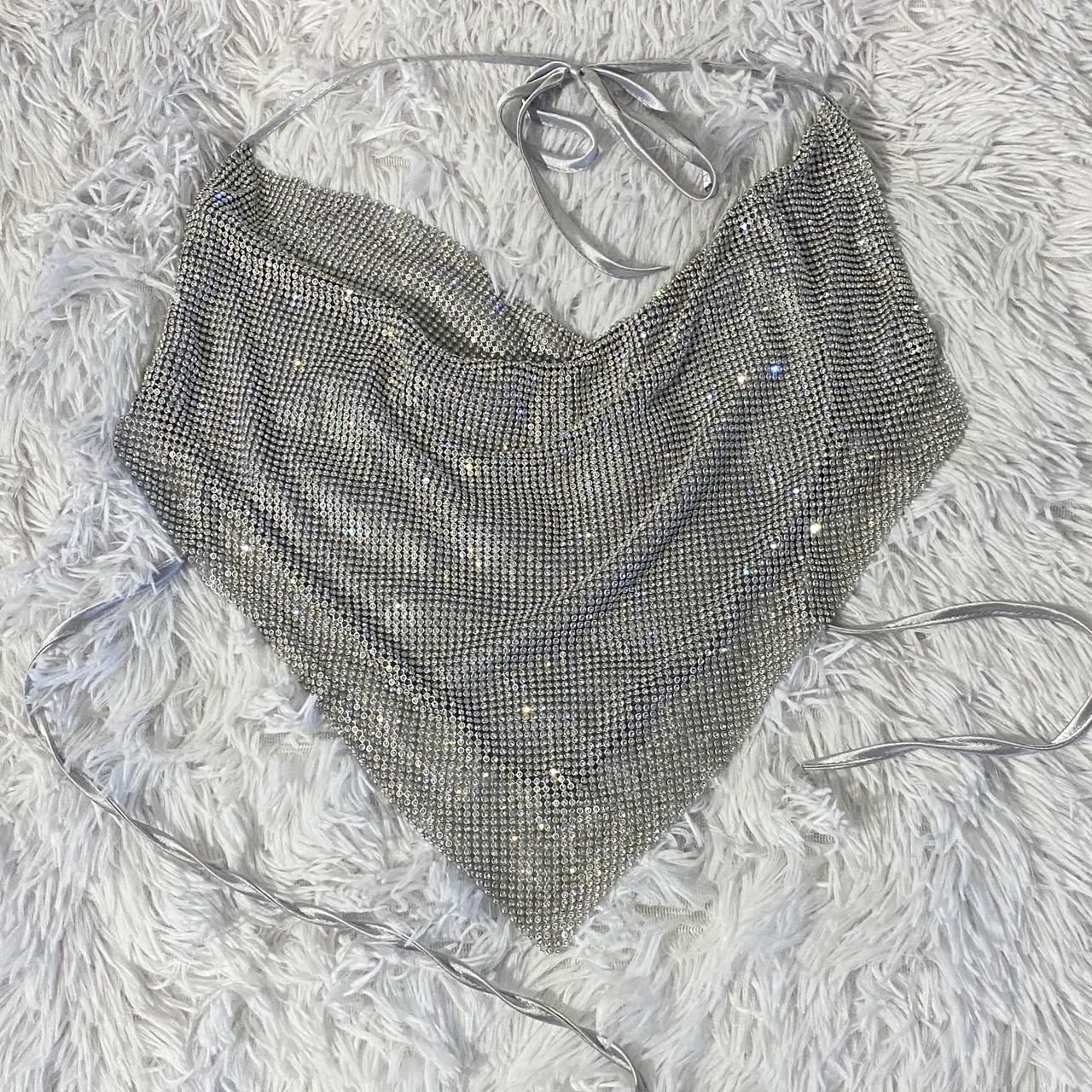 ୨୧ halter top ୨୧ rhinestones satin neck string... - Depop