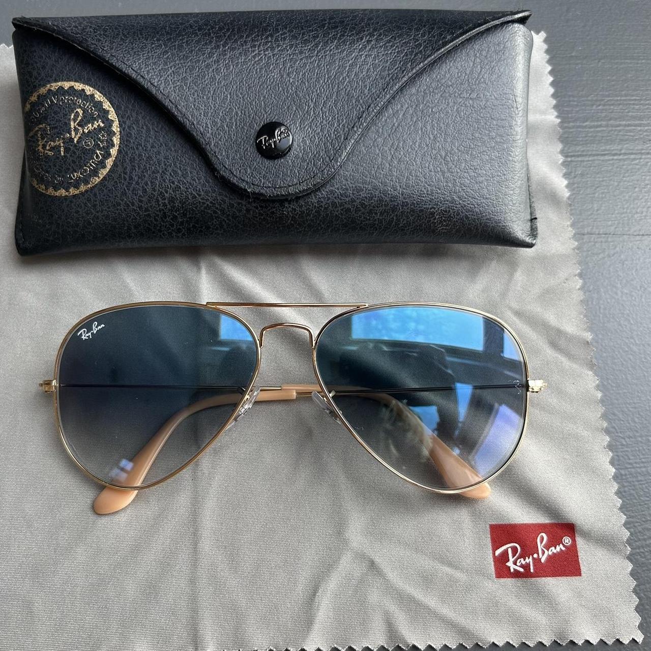 Ray ban aviator blue gradient gold frame online