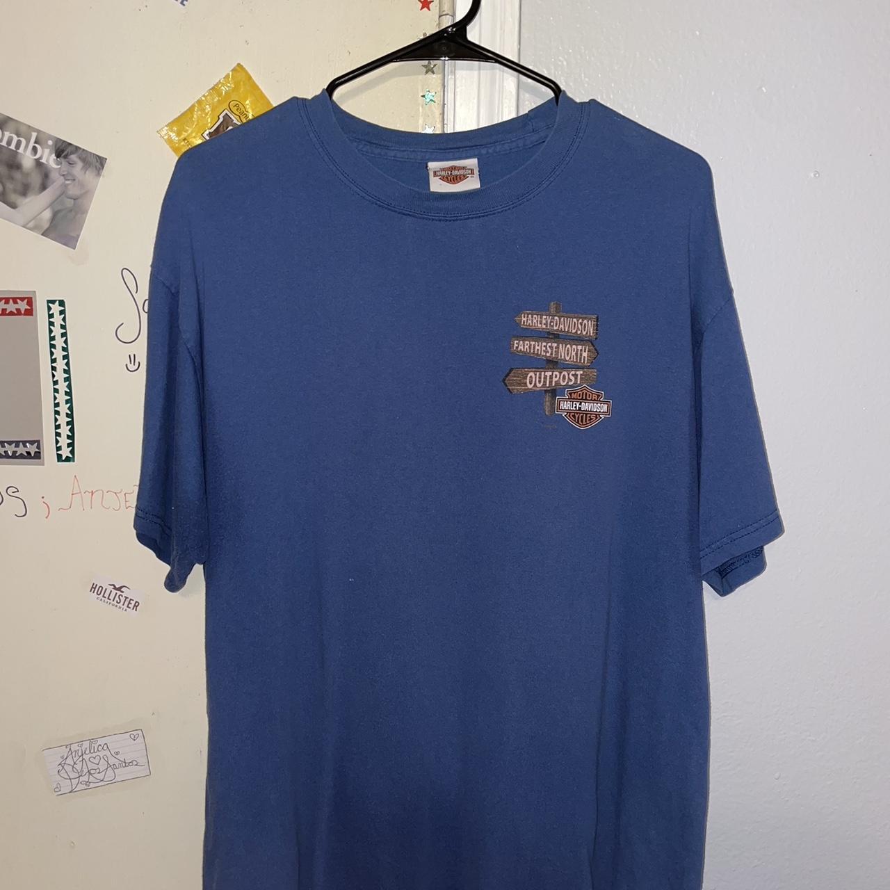 blue harley davidson tee shirt…. front/back graphic... - Depop