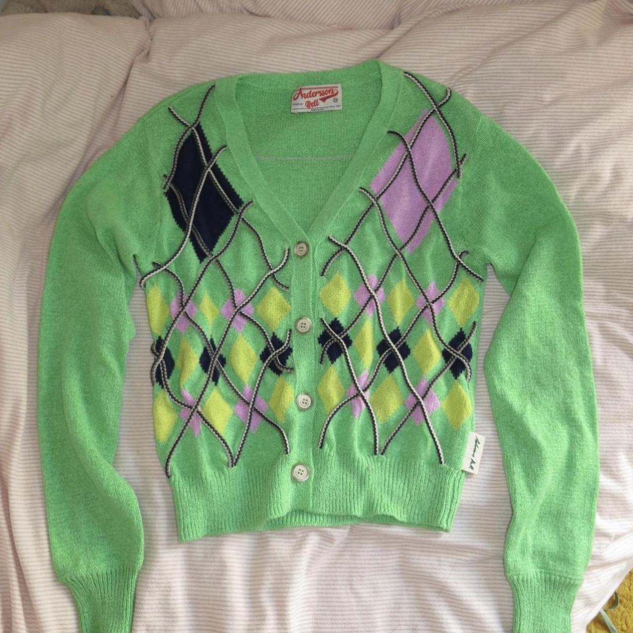 Andersson bell - argyle button-down cardigan Bright,... - Depop