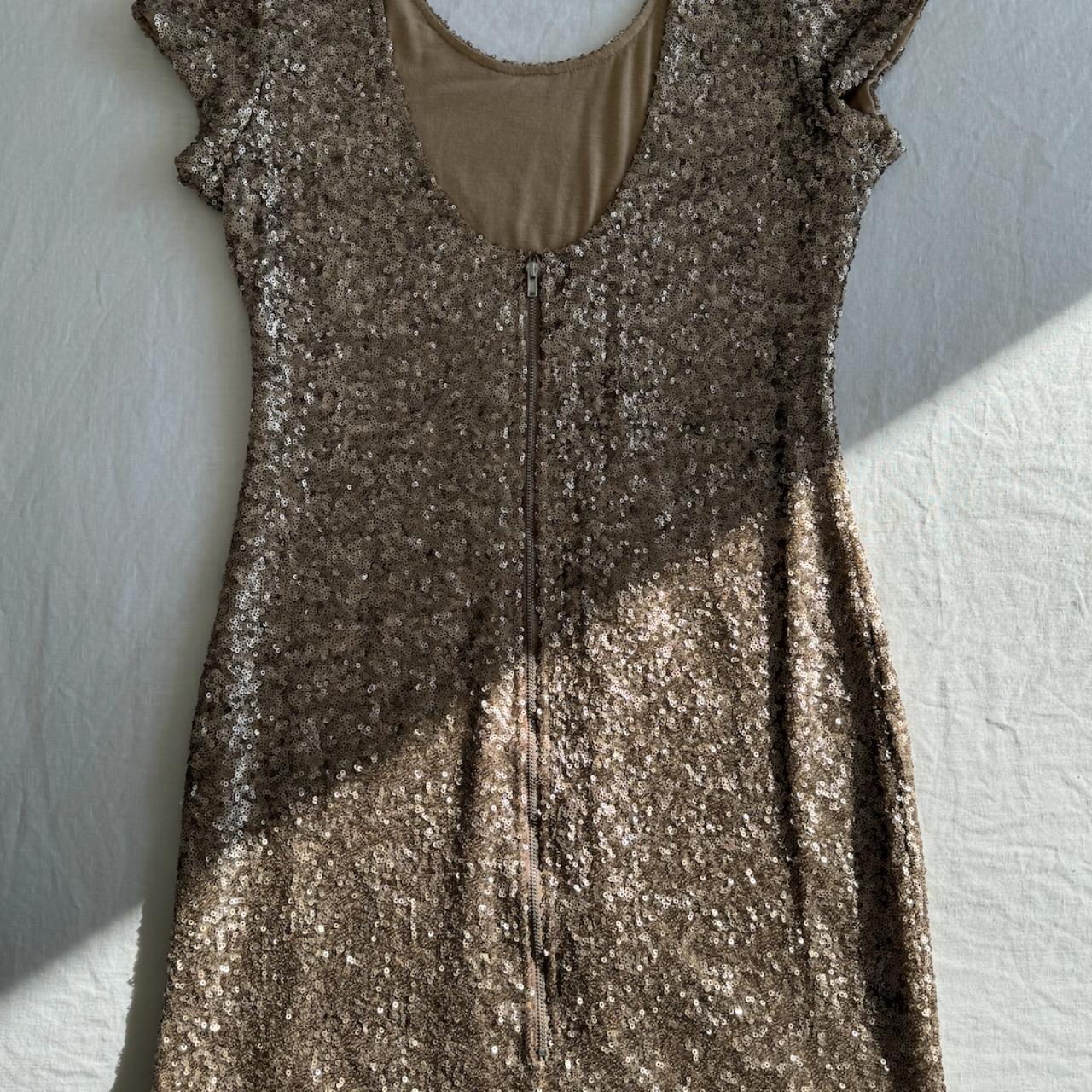 Dotti Gold Sequin Dress AUS Size 12 Large. Depop