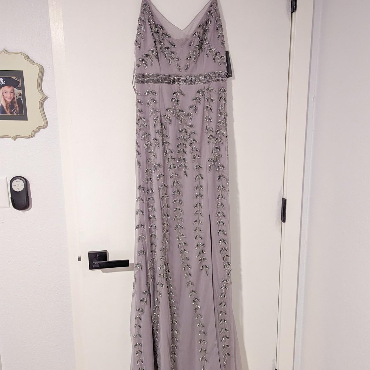 Adrianna Papell Embellished Beaded Gown Lilac