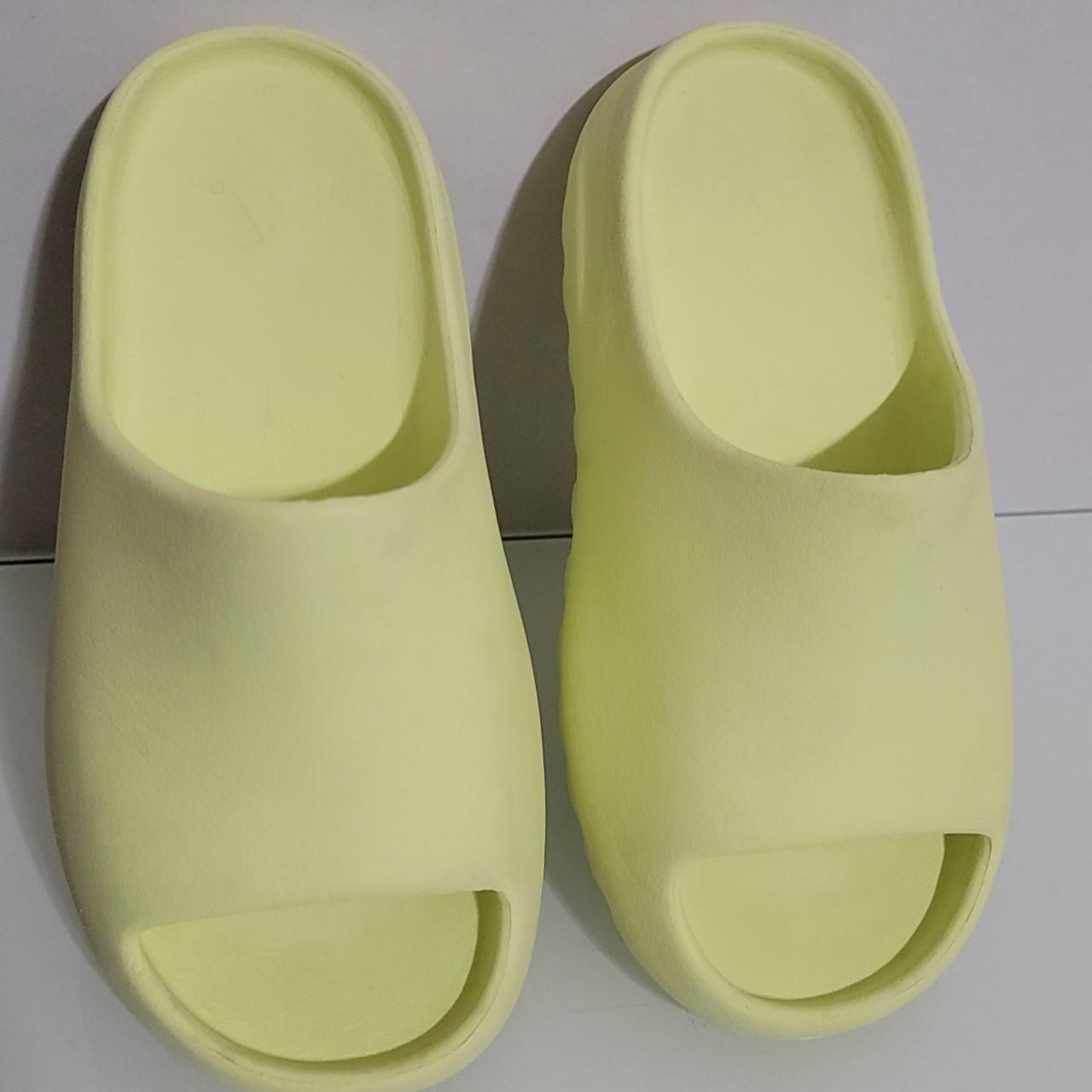 neon yellow yeezy slides