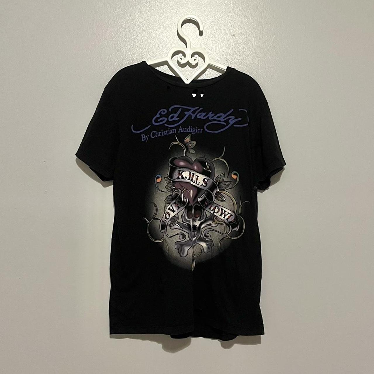 Distressed Ed Hardy shirt size large