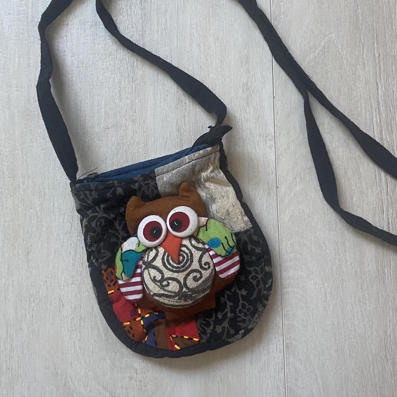 patchwork stuffed owl mini shoulder bag crossbody