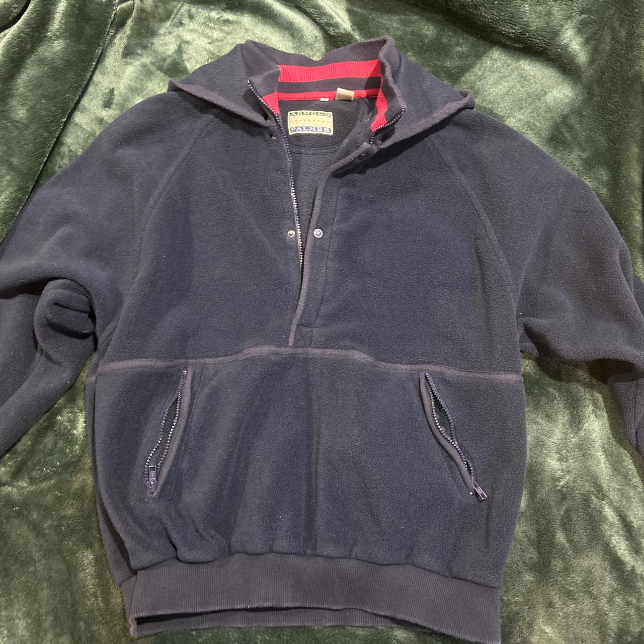 Navy quarter zip fleece with red lining #fleece Worn... - Depop