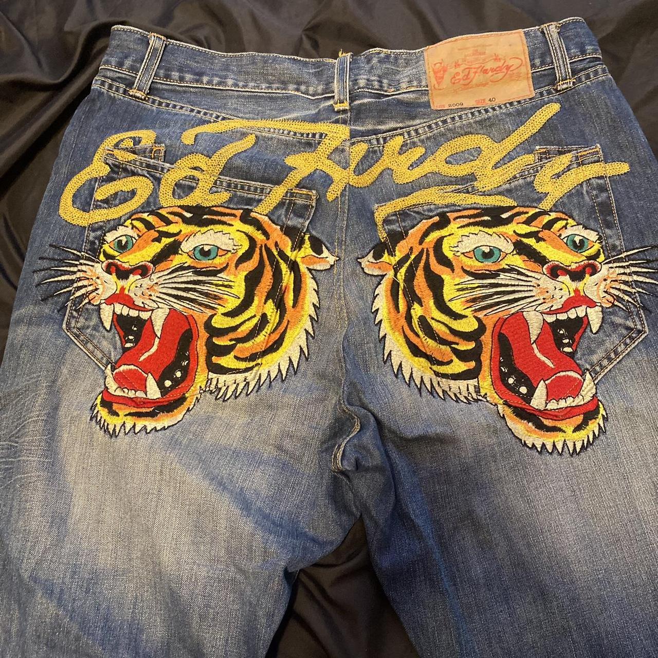 Store Vintage Ed Hardy Flaming Tiger jeans mens Lot 2007 40x34