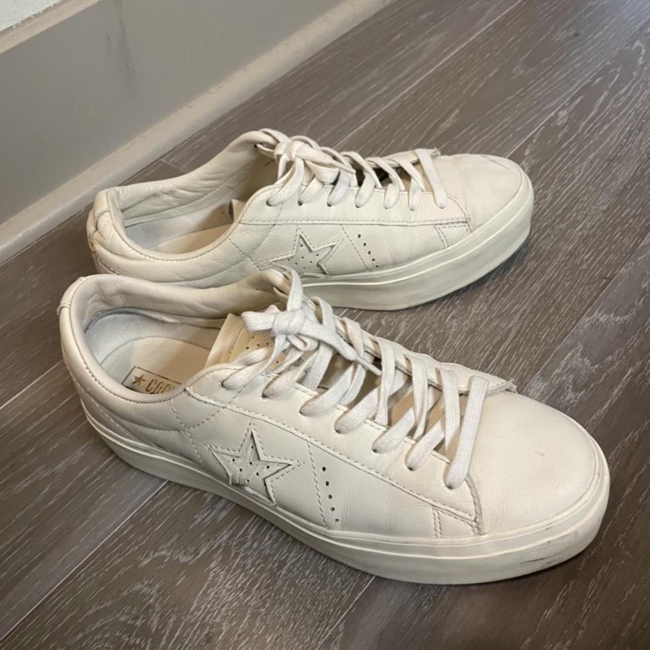 Converse One Star in white Leather size 9.5... - Depop