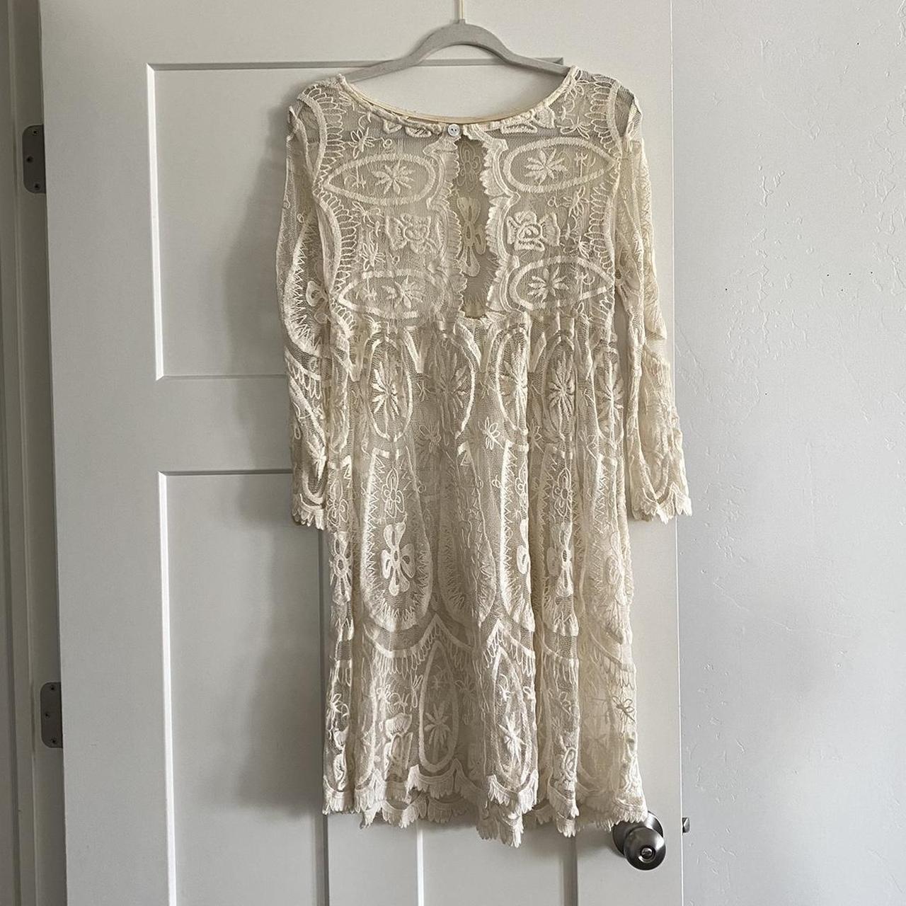 Jens Pirate Booty For Free People Ivory deals Lace 3/4 Sleeve Dress Size Small