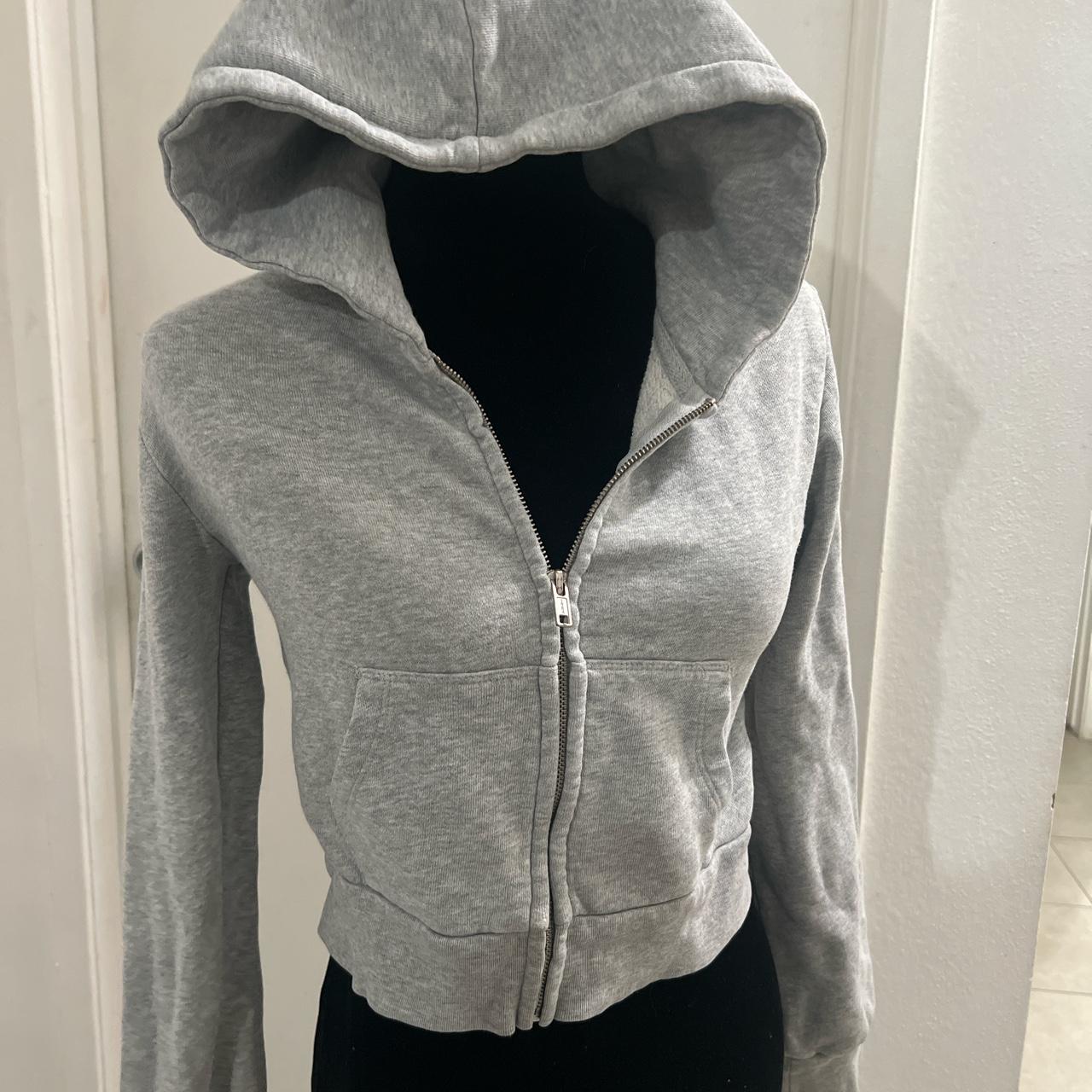 john galt grey crop zip up hoodie -soft and - Depop