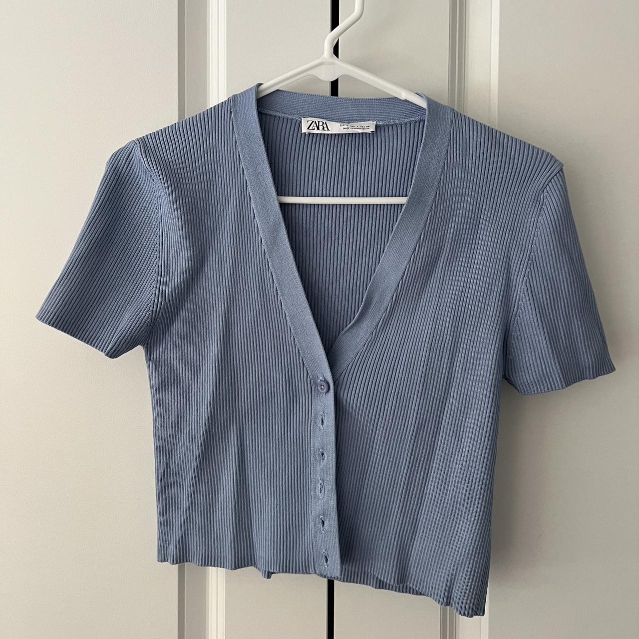 Zara cropped button up shirt Depop