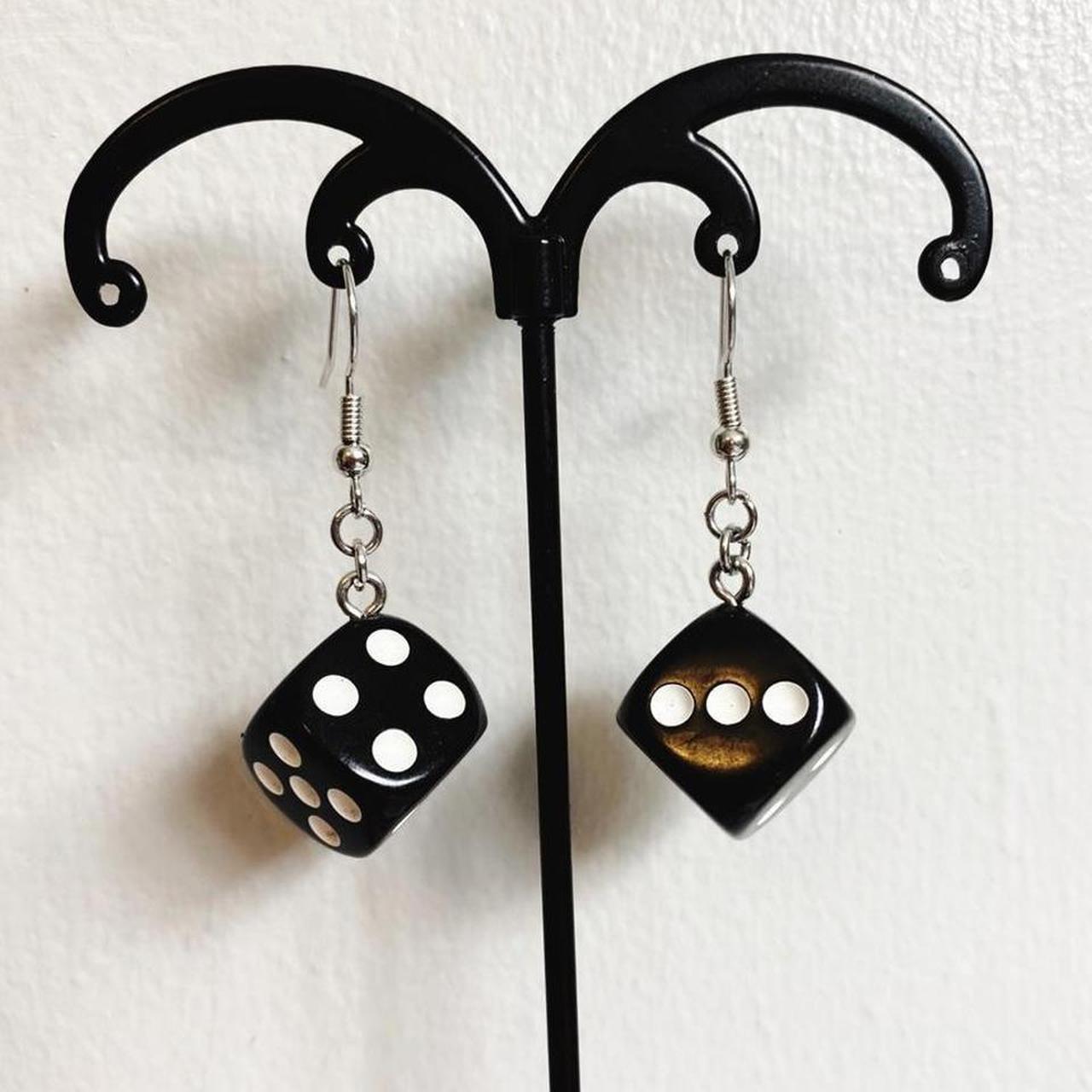 Black Dice Dangle Earrings → Style dangle... Depop