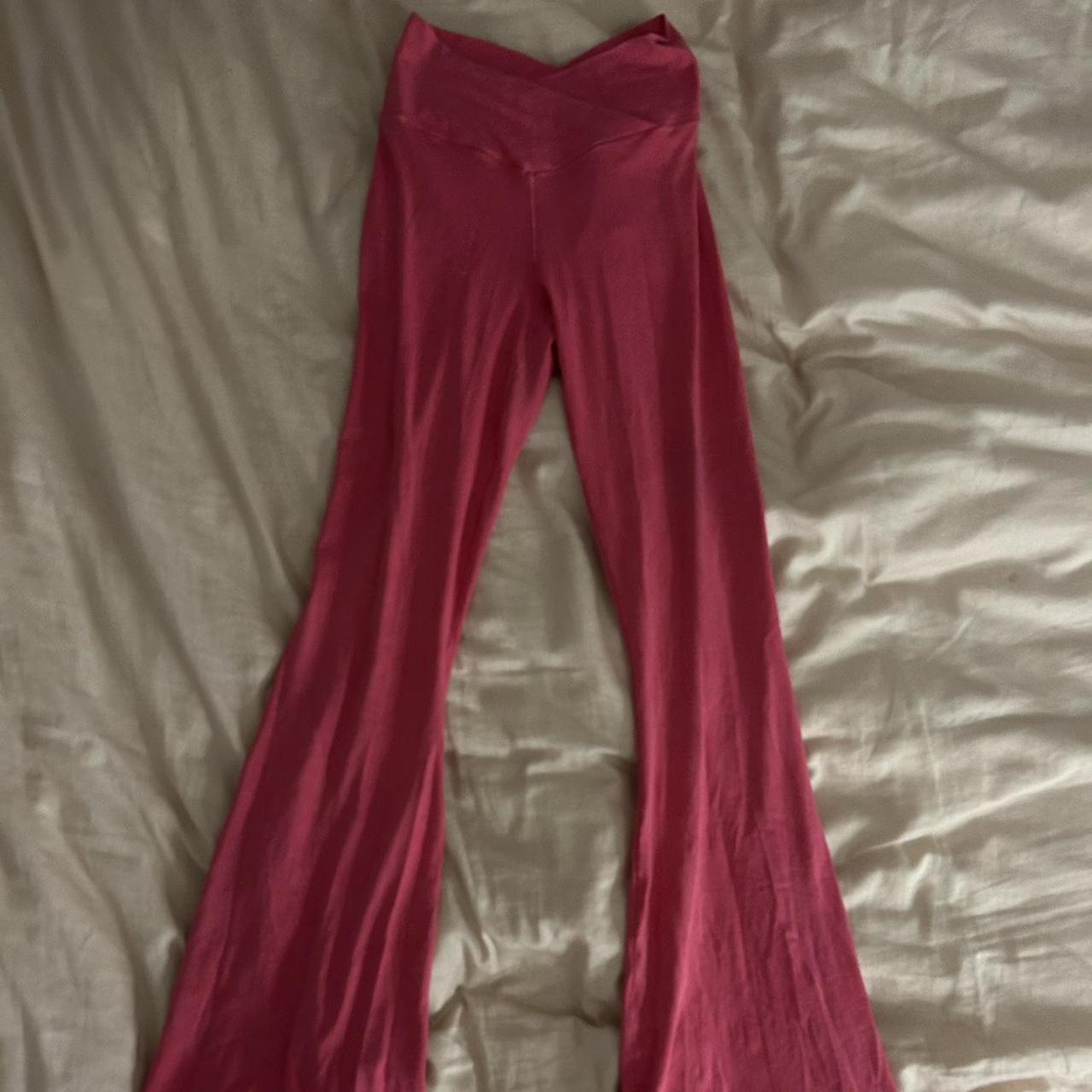 S/xs pink double crossover flare leggings perfect