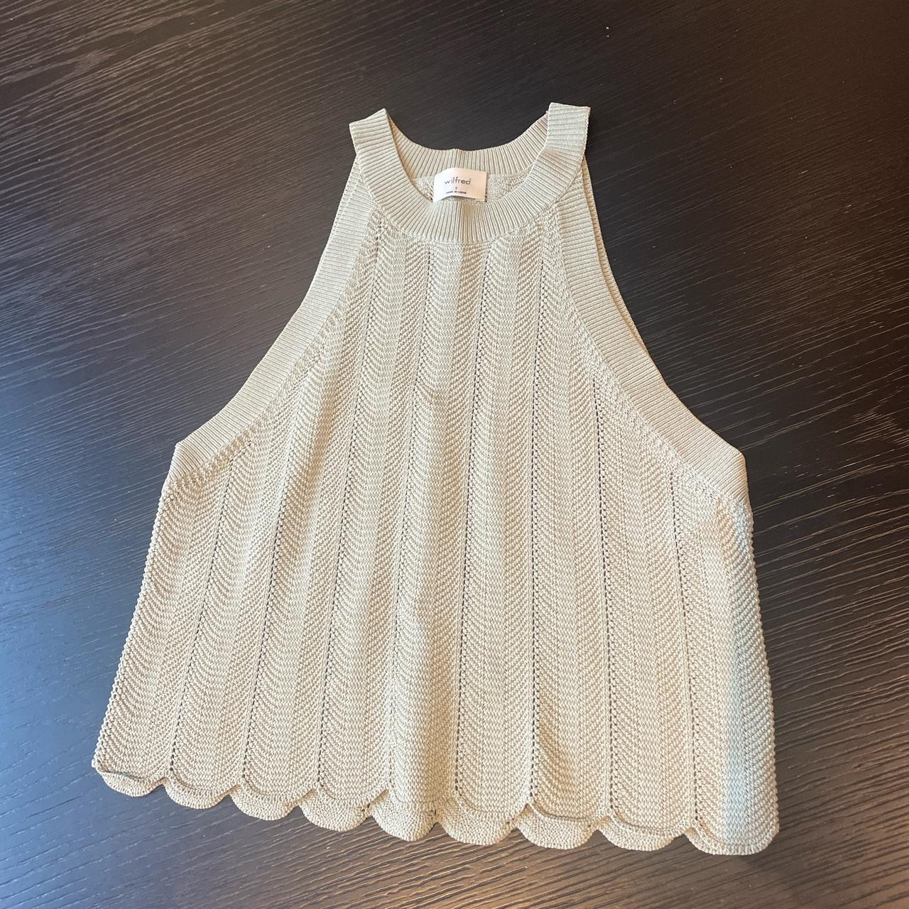 wilfred aritzia green knitted tank top Depop