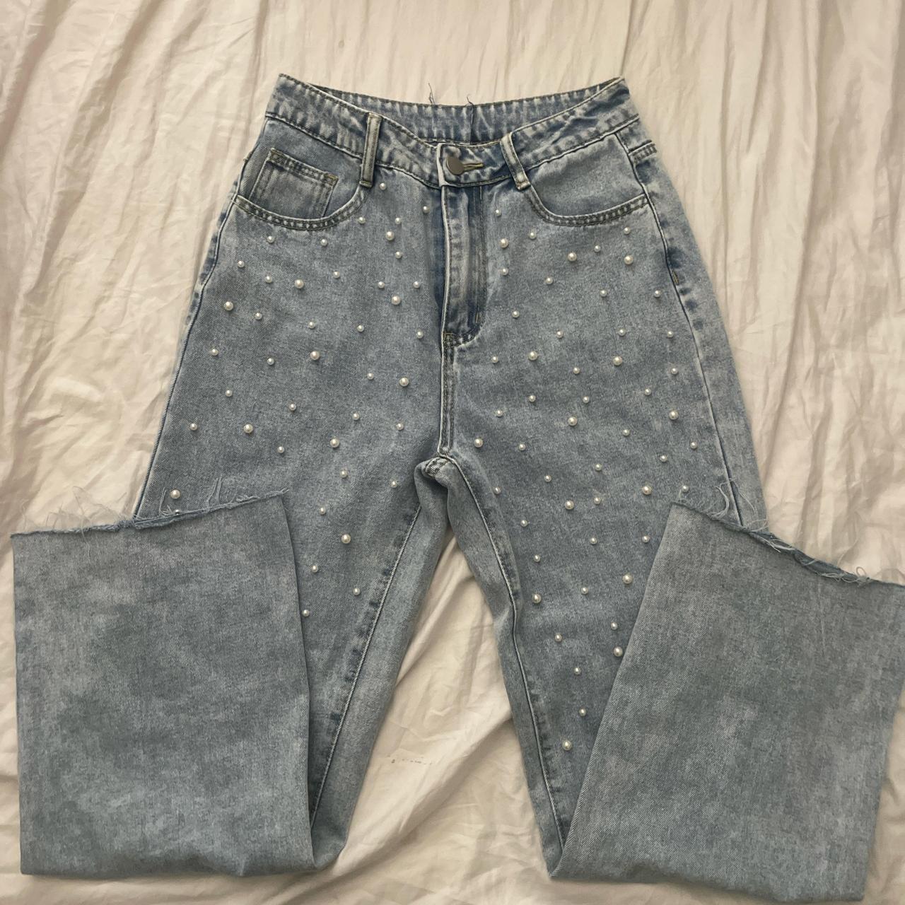 Poshmark Pearl Jeans Zara ZARA Embellished Straight Leg Jeans Size
