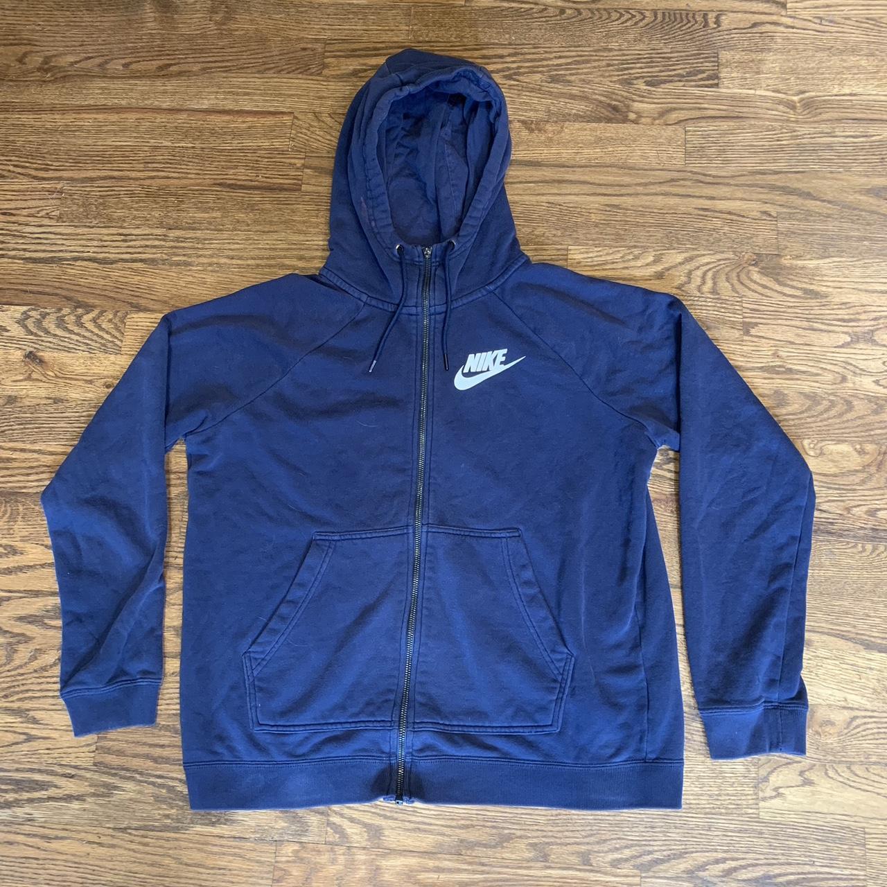 Nike zip up hoodie -medium -nice navy color -zipper... - Depop