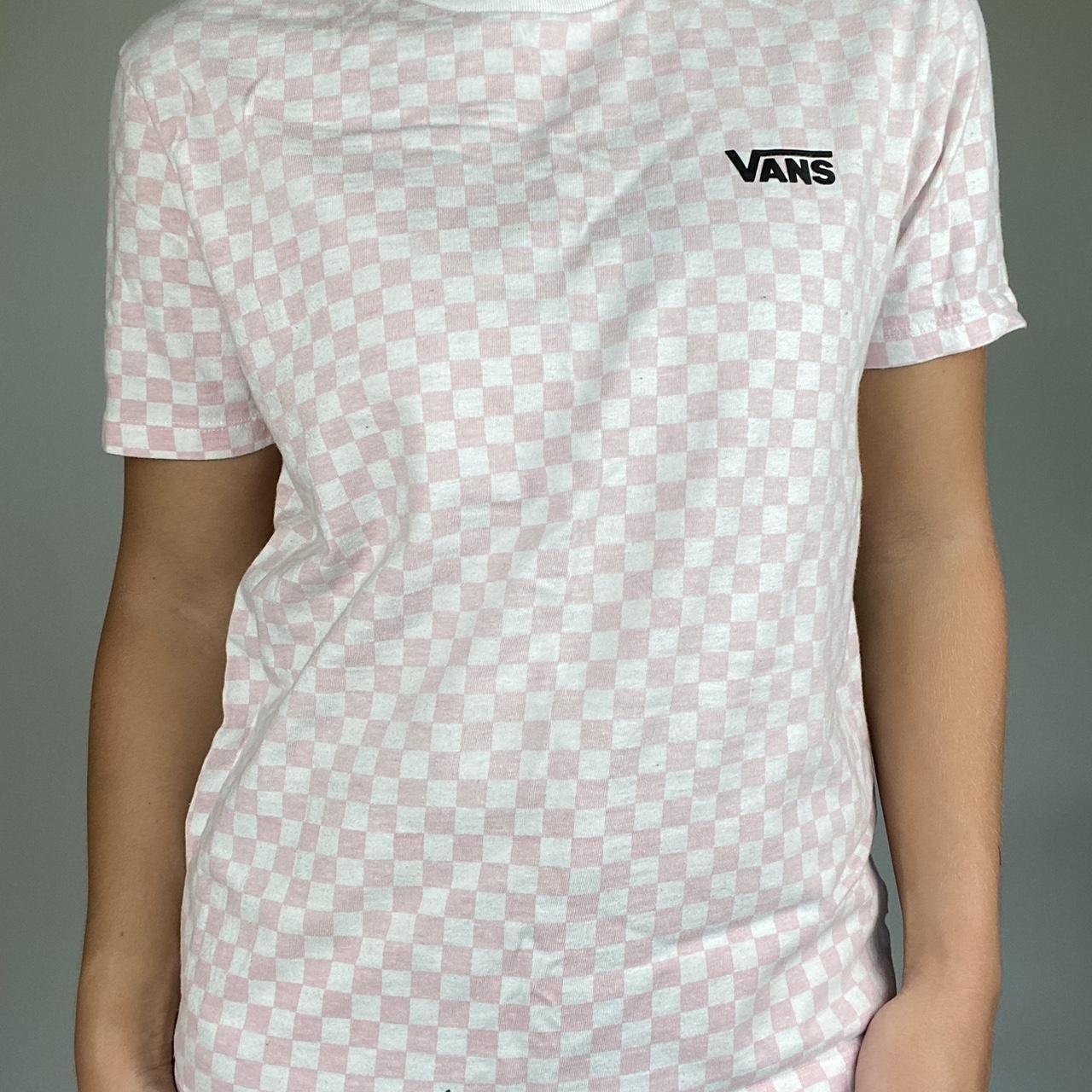 classic pink and white checkered vans tshirt size small