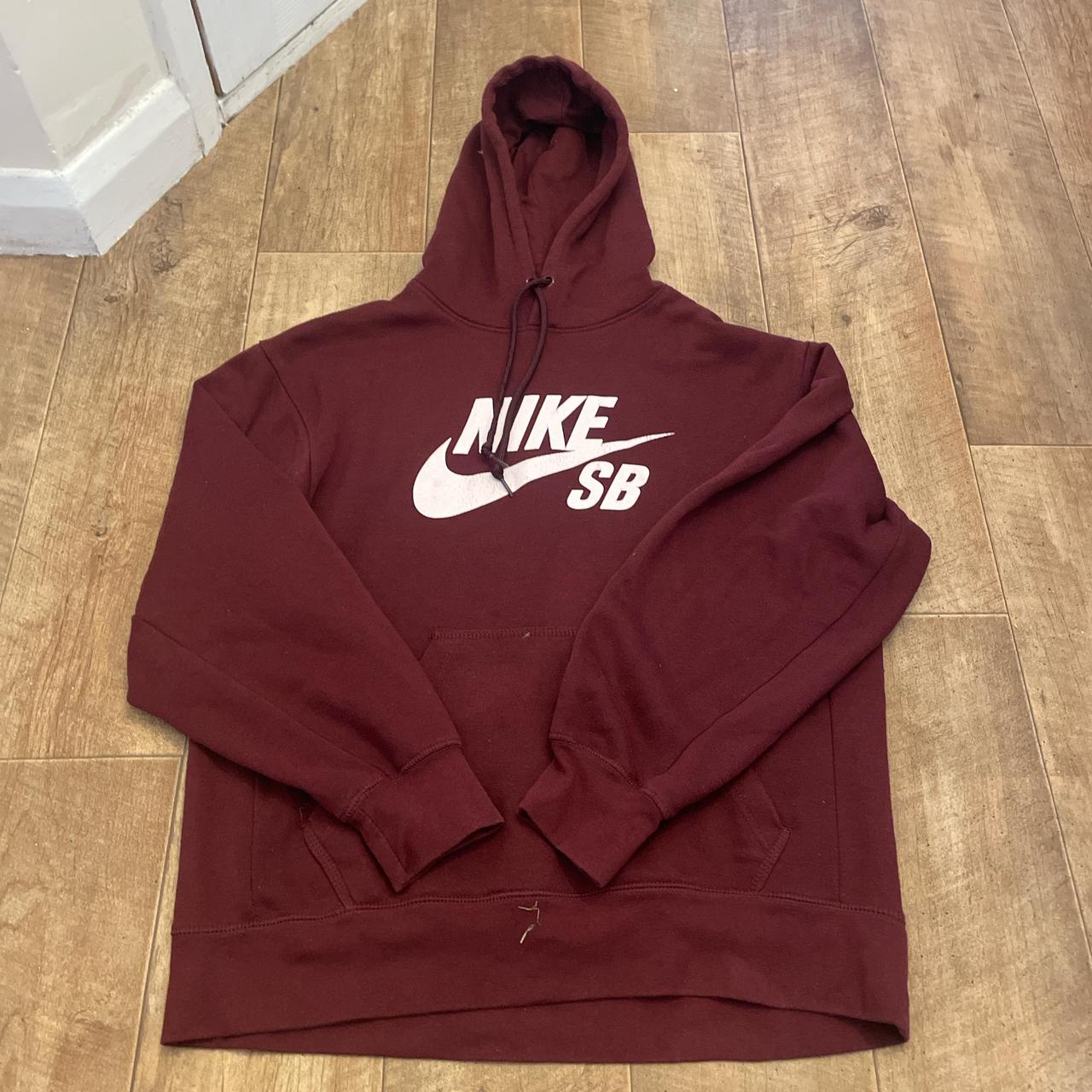 nike burgundy sb skateboarding hoodie in burgundy. Depop