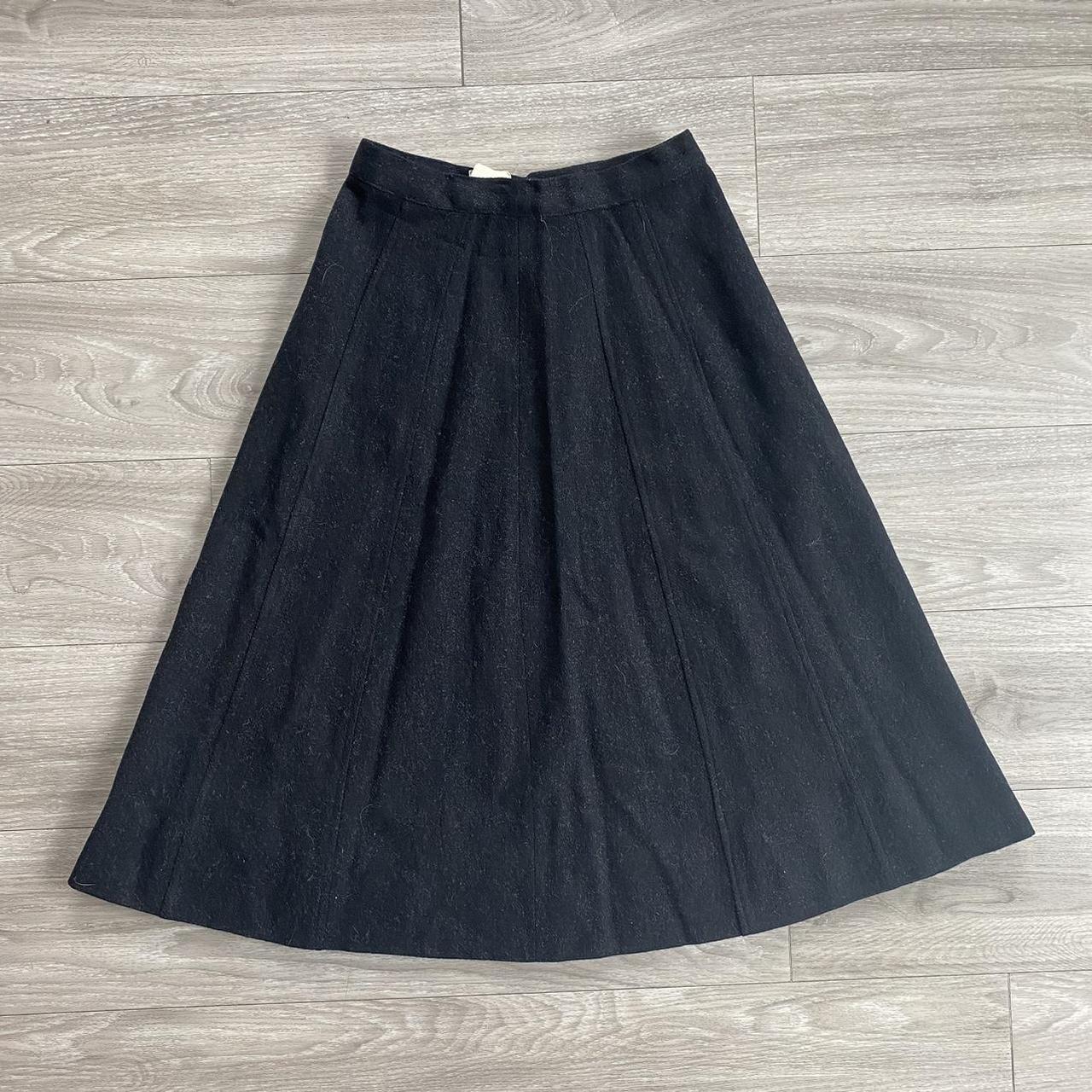 60s Black Wool Skirt Waist: 12” Length: 26” Ships... - Depop