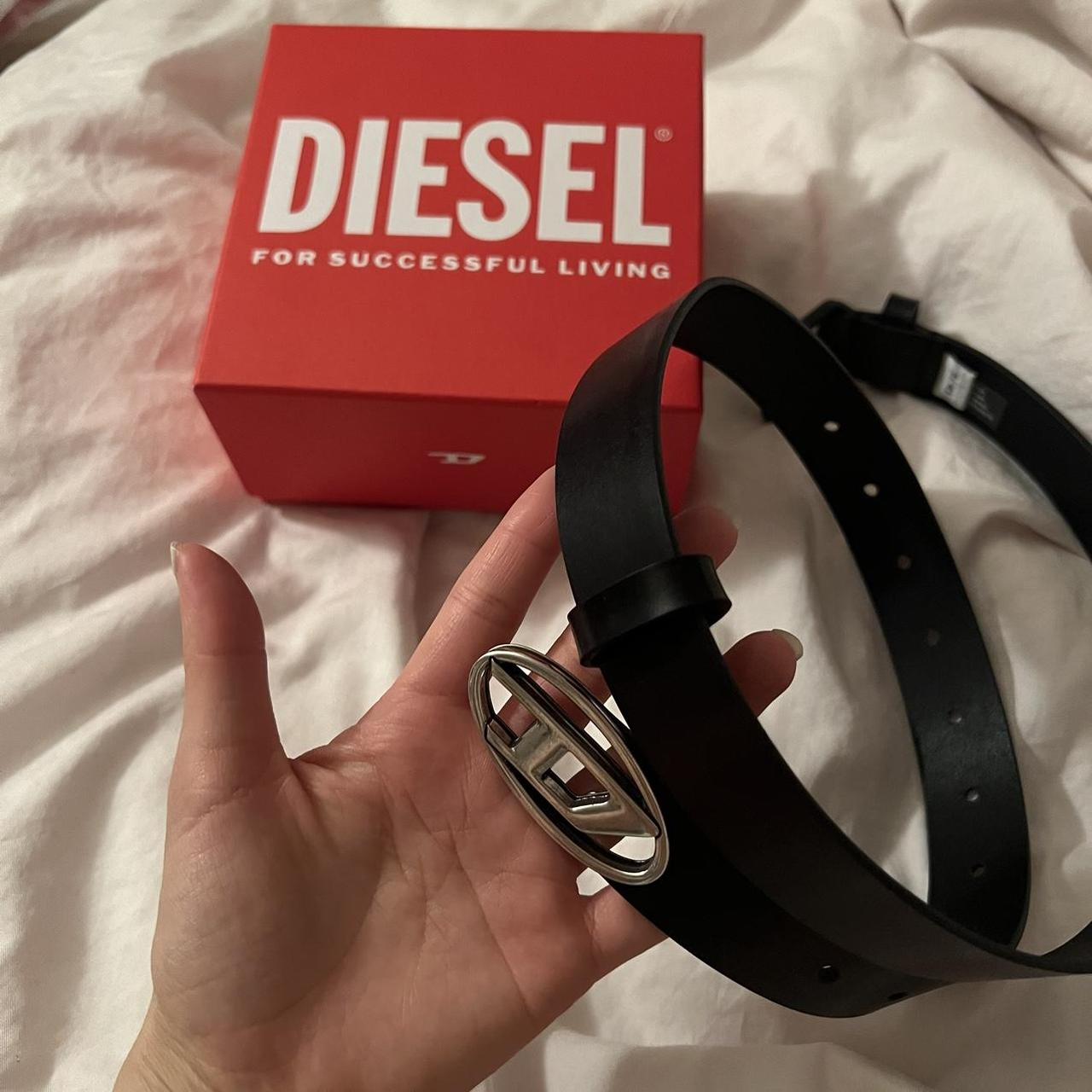 Diesel black b inlay belt size: 70 cm brand new | Depop