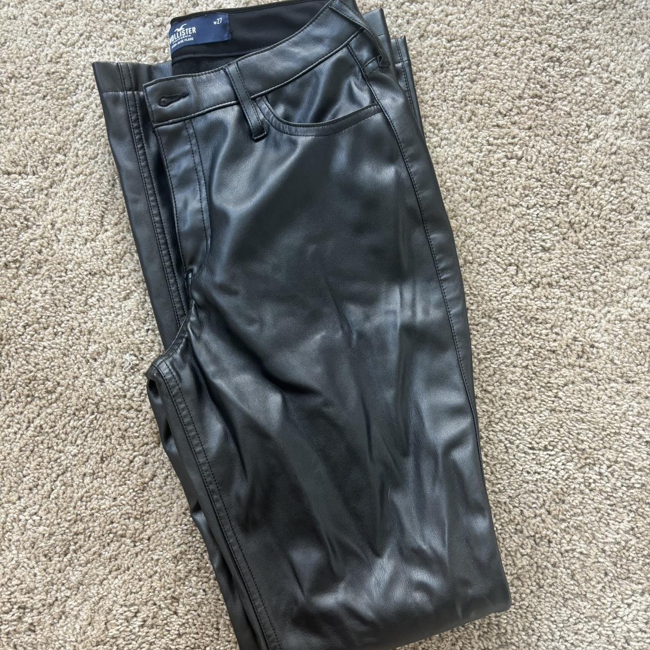 High Rise Flare Leather Pants. - Depop