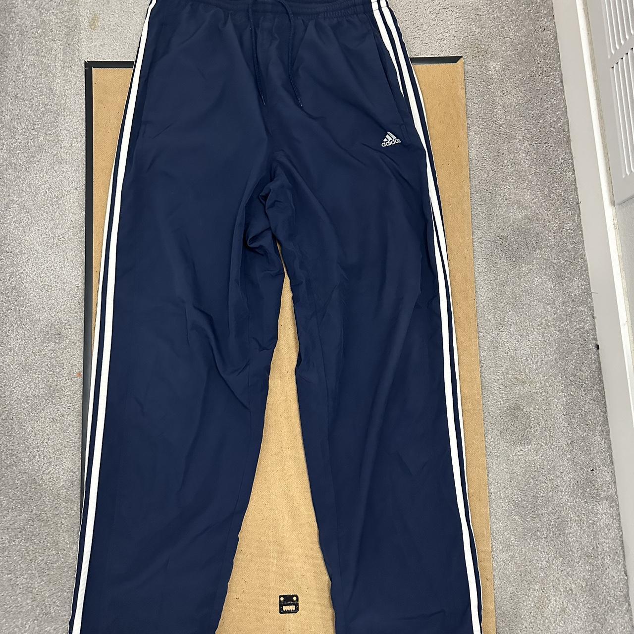 Adidas blue tracksuit bottom Barely Worn Open To... - Depop