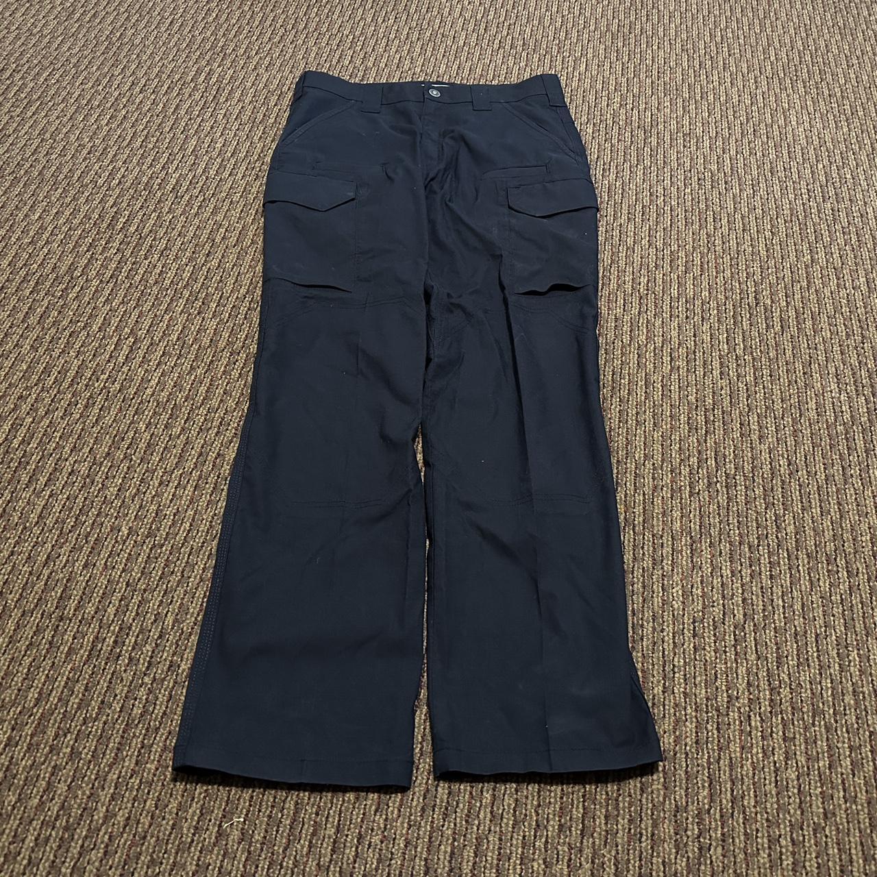 tactical navy cargo pants really cool pockets and... - Depop